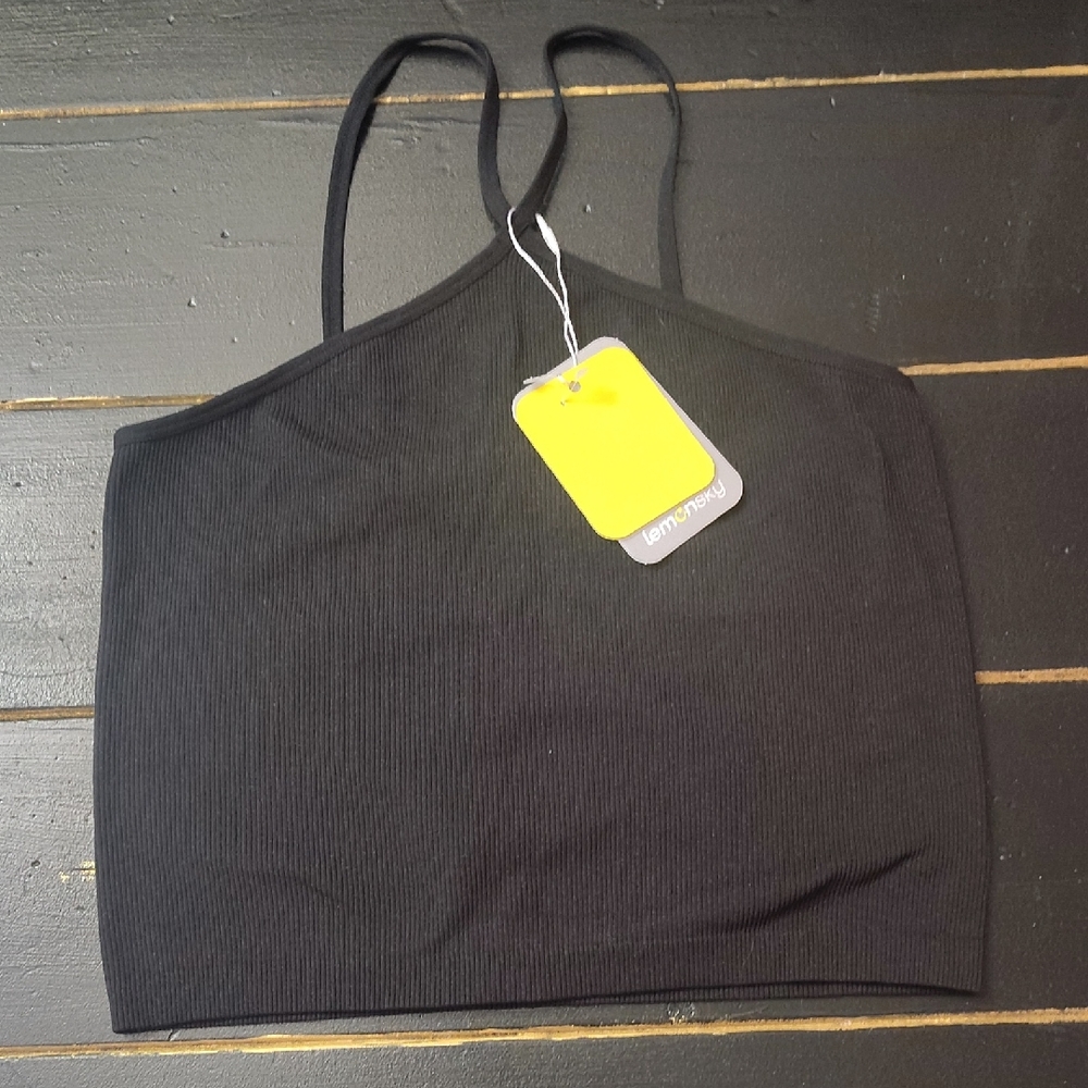 LEMON SKY WOMEN'S RIBBED CROP CAMISOLE